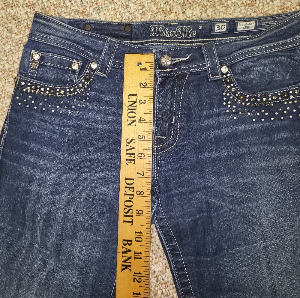 New Miss Me Bootcut denim Jeans Bling Pockets Size 30 NWOT - Picture 8 of 17